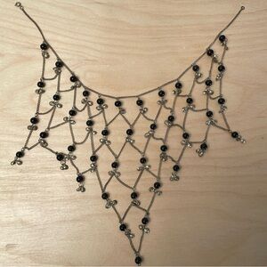 Vintage bib necklace black beads